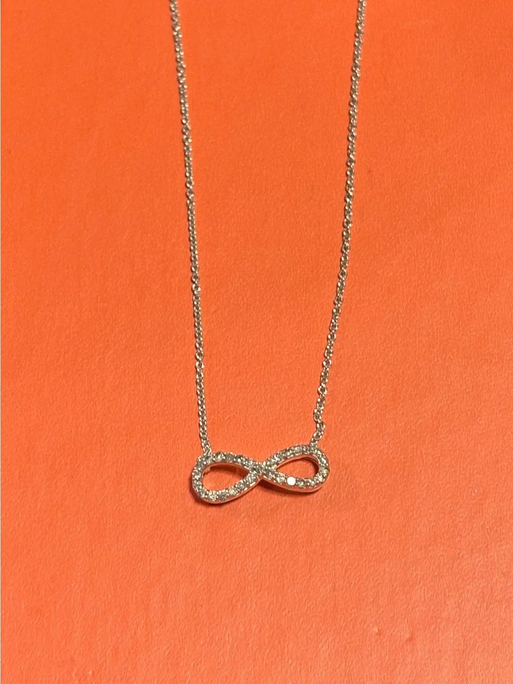 Vintage Zales 1/10 CT. T.W. Diamond Sterling Sideways Infinity Necklace